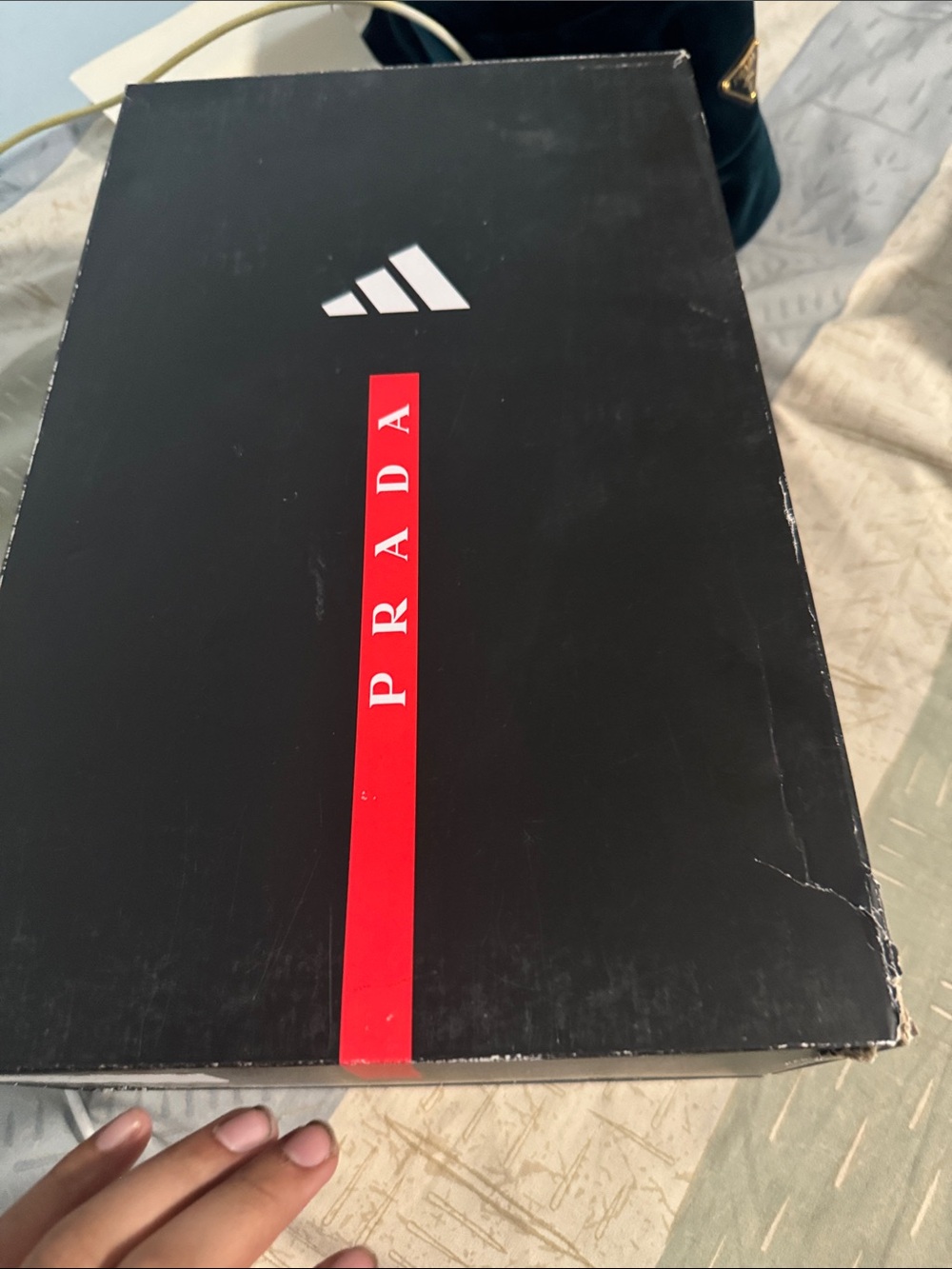 Prada Black Sneakers Box with Red Logo Accent